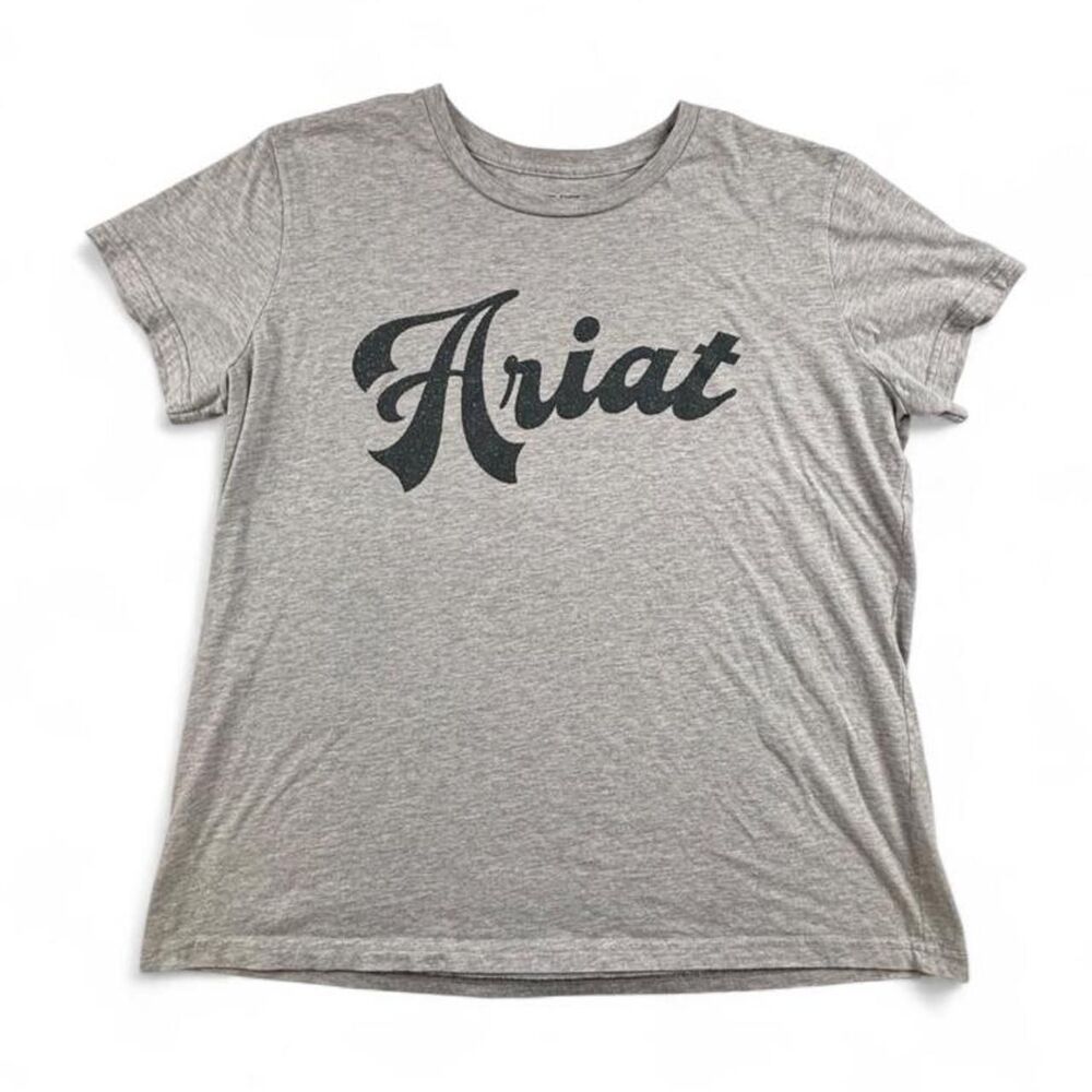 Ariat Women’s XL Gray Logo T-Shirt Western Equestrian Cowgirl Graphic Tee